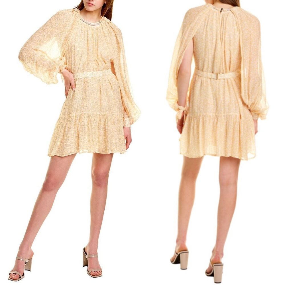 NWT Sabina Musayev Harriet Dress Yellow Print Size XS Silk Blend Mini Shift‎ NEW